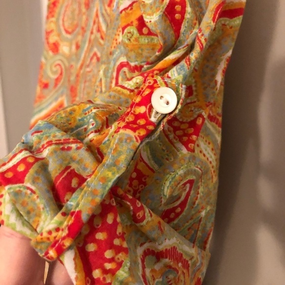 J. McLaughlin Top Sandy Tunic Top in Confetti Paisley Cotton Roll-Up Sleeves - Picture 5 of 12